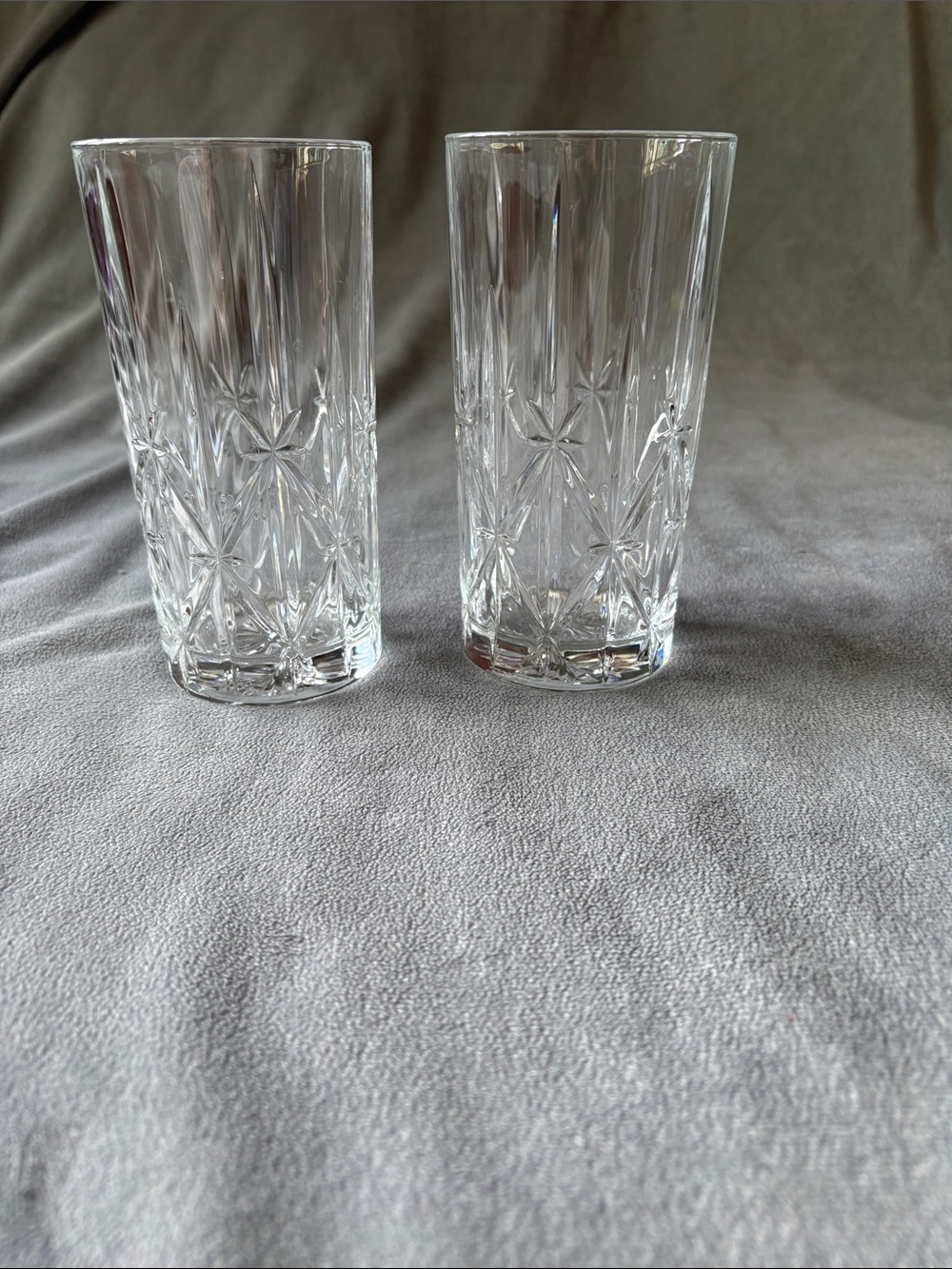 Crystal-Cut Highball Glasses - Clear Patterned Set of 2